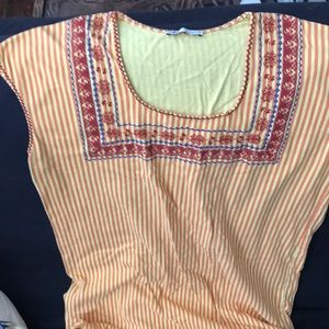 Orange and yellow midi dress